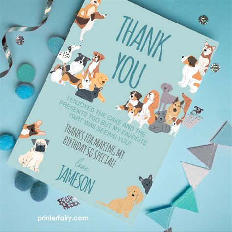 puppy adoption   card dog birthday paw ty editable digital