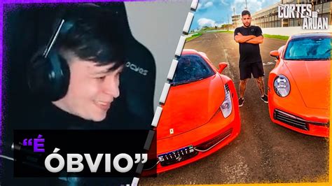 ARUAN REAGE A RACHA ENTRE MINHA FERRARI VS MINHA PORSCHE CARRERA S