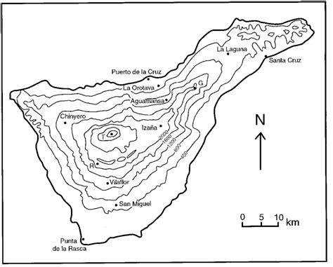 Topography Of Tenerife The Summit Of Teide T Is At 3718 M Asl R