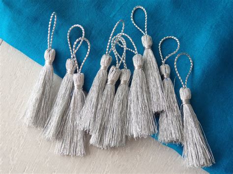 Ten Small Silver Tassels 6 7cm 8 9cm Metallic Silver Etsy