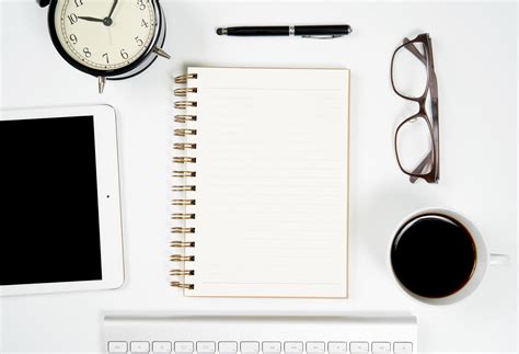 top view office table desk  stock photo  vecteezy