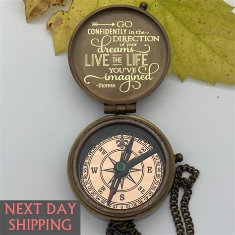 Engraved Compass Go Confidently Quote Inspirational T For Etsy