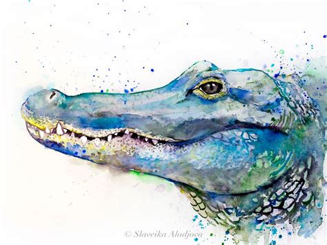 Crocodile Watercolor Painting Print By Slaveika Aladjova Art Animal