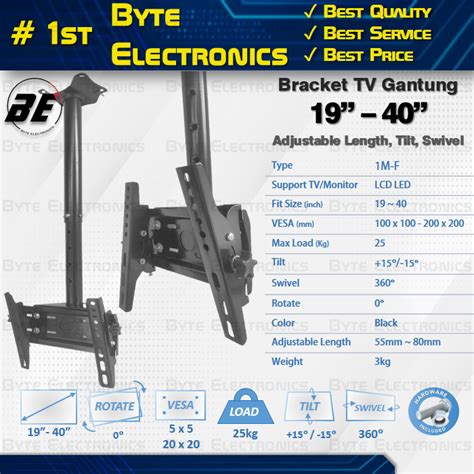 Jual Bracket Breket Braket Tv Gantung Plafon Lcd Led