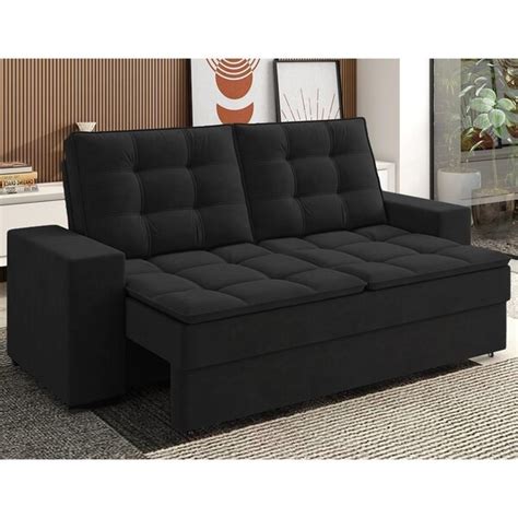 Sofa Retratil Black Friday - Sofá Retrátil 3 Lugares 180cm Veludo Acapulco Preto | Black Friday ...