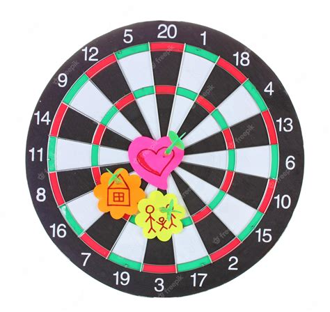 Premium Photo Darts With Stickers Depicting The Life Values Isolated