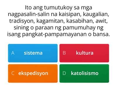 Pagbabago Sa Kultura Ng Mga Pilipino Sa Panahon Ng Espanol Aktibidad