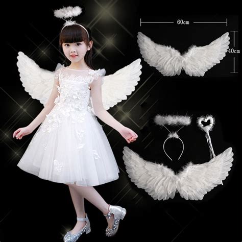 Roupa De Anjo Feminina - Roupa De Asas De Anjo Para Crianças Conjunto Fada De Pena Branca Com ...