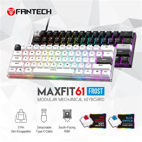 Fantech Maxfit Mk Frost Wired Modular Rgb Mechanical Gaming Keyboard Hot Swappable Switches