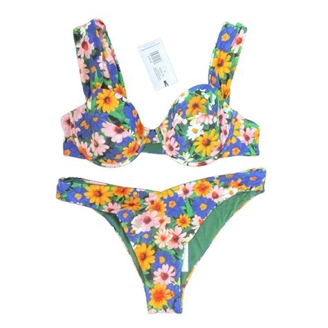 Weworewhat Swim We Wore What Bikini Set Delilah Bottom Claudia Top Wild Flowers Floral New
