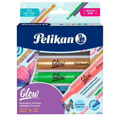 Resaltador Y Marcador Glow Pelikan X 6 Colores Comsucre Online