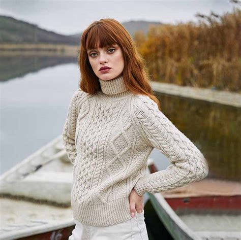 Cable Knit Turtle Neck Sweater Aran Sweaters Direct