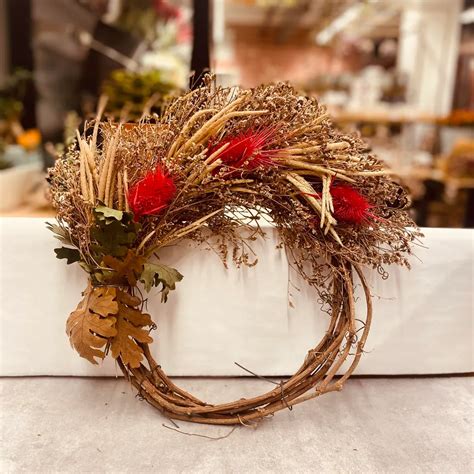 ⁨enkel Krans Rød Og Grønn⁩ ⁨lavender Naturlig Tørkede Blomster