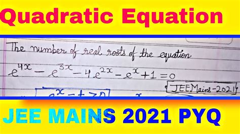 Quadratic Equation Jee Mains 2020 Pyq Best Explanation Jee Youtube