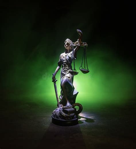 No Law Or Dictatorship Concept The Statue Of Justice With Anti Riot