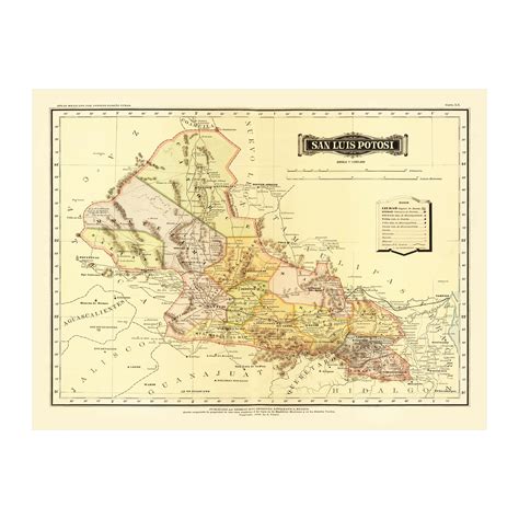 San Luis Potosi Mexico Mexico Art, 1886 Vintage Map of San Luis Potosi