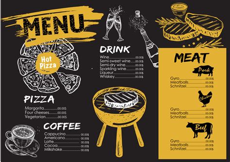 menu vector hand drawn illustration design template  vector