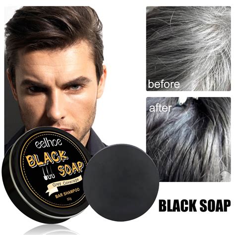 Men's Gray Coverage Bar Shampoo Natural Compressed Bar Soap for Hair