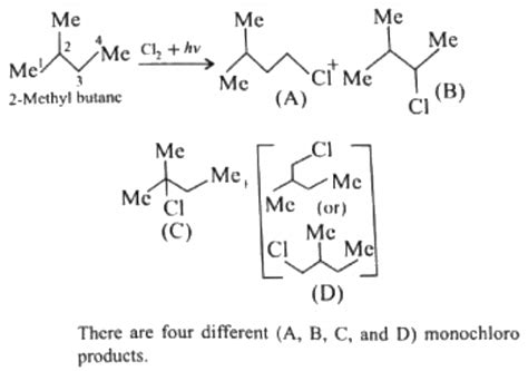 Isopentane Cl2 In Sunlight Major Product Of The Reaction Is