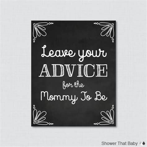 Chalkboard Advice For Mommy To Be Cards And Sign Printable Etsy