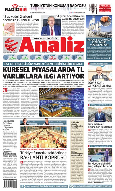 Analiz Gazetesi Analiz Manşet Oku Haberler 12 Şubat 2024