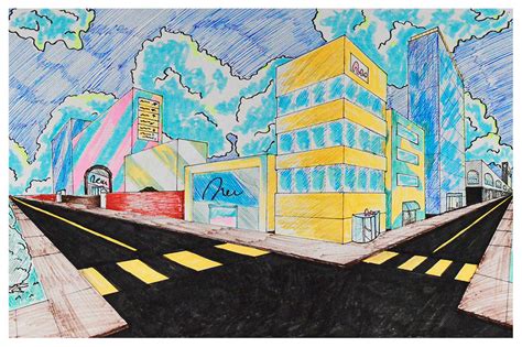 HS Art | 2pt Perspective Cityscape - Fred Lee