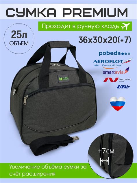 Сумка дорожная для путешествий Ручная кладь Победа Смартавиа 36х30х20 ...