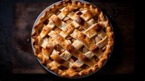 Premium Ai Image Overhead Shot Of Homemade Apple Pie With Lattice