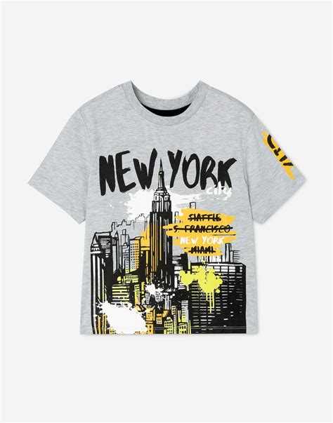 Серая футболка с принтом New York для мальчика BKT009215-1 купить по ...
