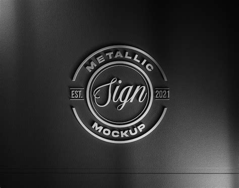 Premium Psd Metal Logo Mock Up Design On Leather Surface