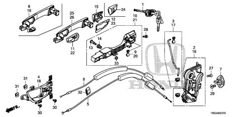 Honda Civic Coupe Cable Fr Door Lock Body Handle Locks Tbg