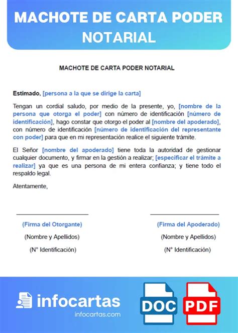 ᐅ Machote de carta poder notarial en Word y PDF