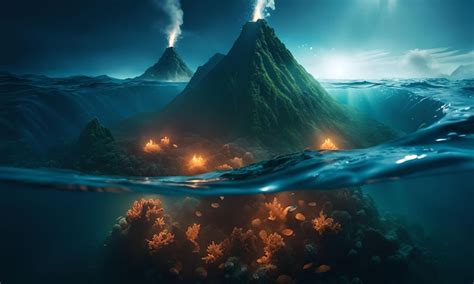 Premium AI Image | Underwater Volcanoes in the Ocean Floor