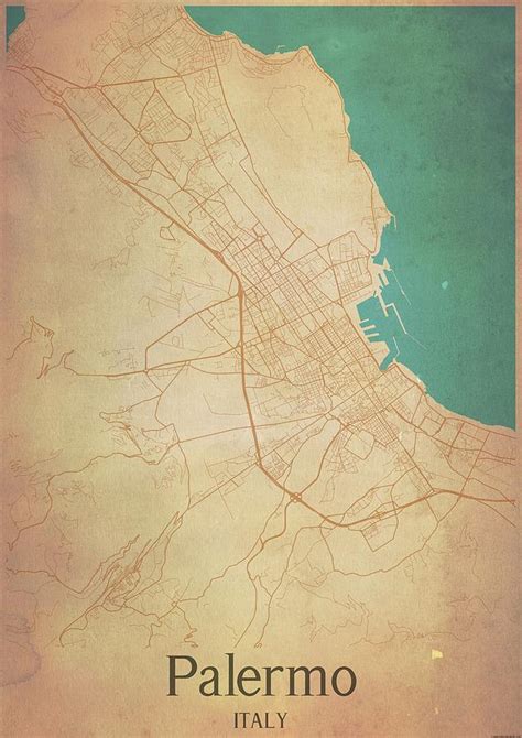 Vintage Map Of Palermo Italy Mixed Media By Sam Wed Pixels