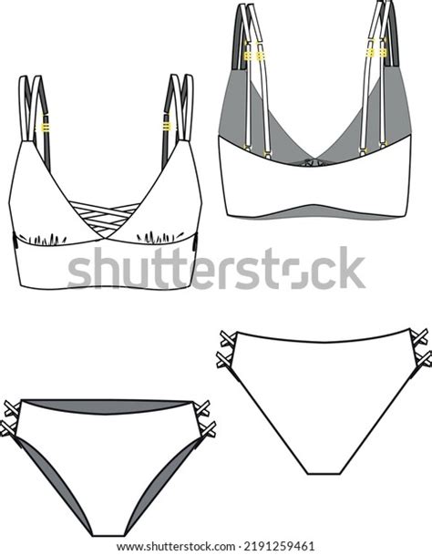 dibujo técnico conjunto de bikini vector de stock libre de regalías 2191259461 Shutterstock
