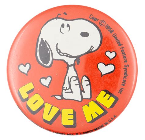 Snoopy Love Me Busy Beaver Button Museum