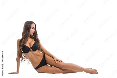 Seductive Long Haired Model Dressed In Lingerie Stock Photo Adobe Stock