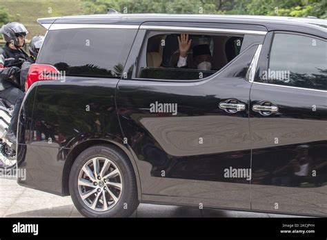 Malaysian Prime Minister Muhyiddin Yassin Waves At Members Of The Media