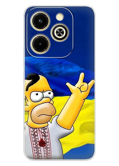 Бампер для Infinix Hot i Симпсоны козак Гомер Симпсон на фоне флага Украины