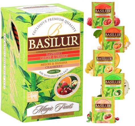 Basilur MAGIC FRUITS zestaw herbat zielonych 5 SMAKÓW torebki 25 x 1