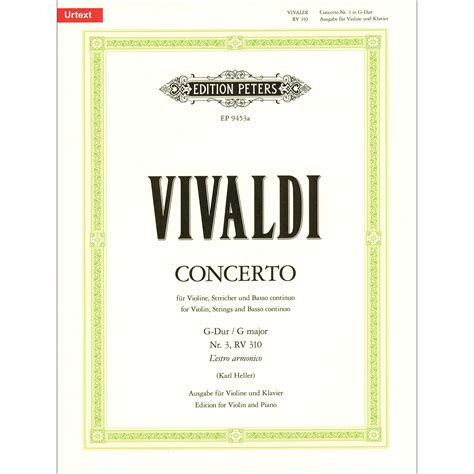 Concerto In G Major Rv Op For Violin And Piano Urtext