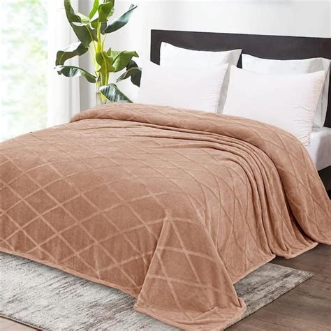 Bedding Queen Size Bed Nude Tan Plush Diamond Textured Soft Velvety Velour Blanket New Poshmark