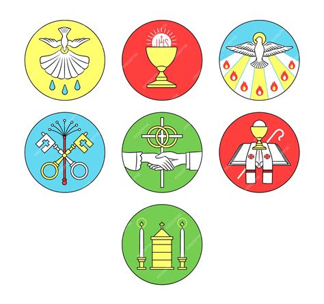 Premium Vector Icon Set Of The Seven Sacraments Of The Catholic Church
