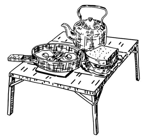 Premium Vector Folding Camping Table Sketch Clipart Compact Picnic