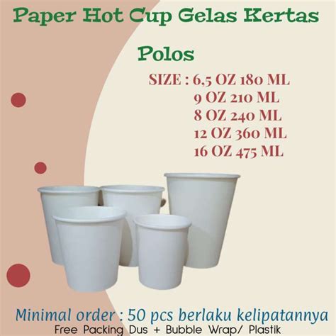 Promo Terbaik Paper Hot Cup Gelas Kertas Oz Oz Oz Oz Oz Polos Isi Promo