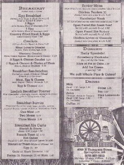 Wagon Wheel Country Cafe Springdale Menu Prices Restaurant