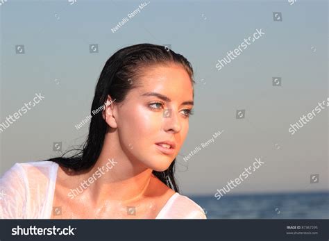 Sexy Hot Brunette Bikini Model On Stock Photo 87367295 Shutterstock