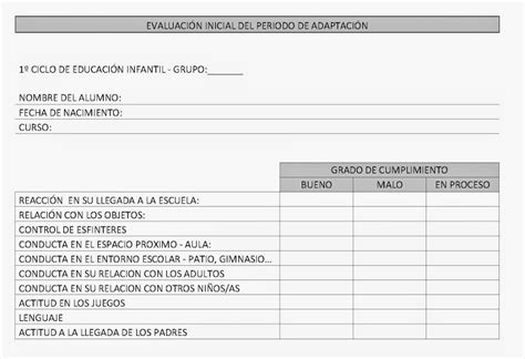 Registro Del Periodo De Adaptaci N La Clase De Nanny