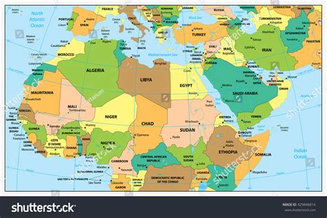 Highly Detailed Political Map Northern Africa Stock Vector (Royalty ...