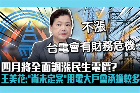 【cnews】四月將全面調漲民生電價？王美花：「尚未定案」用電大戶會承擔較多 匯流新聞網